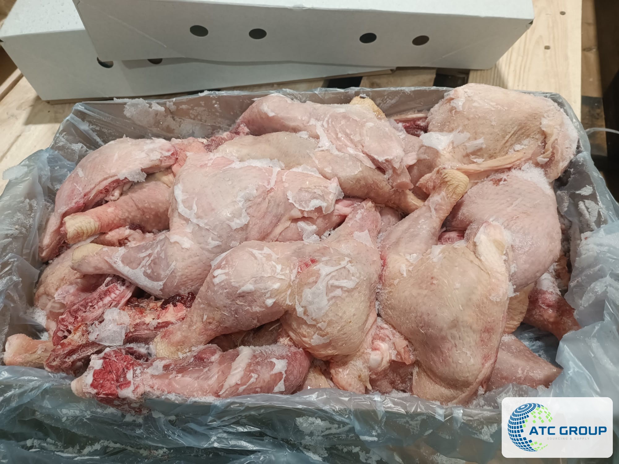 Frozen chicken leg quarters – product view