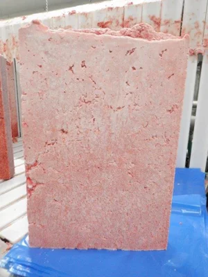 Frozen poultry MDM block, front view