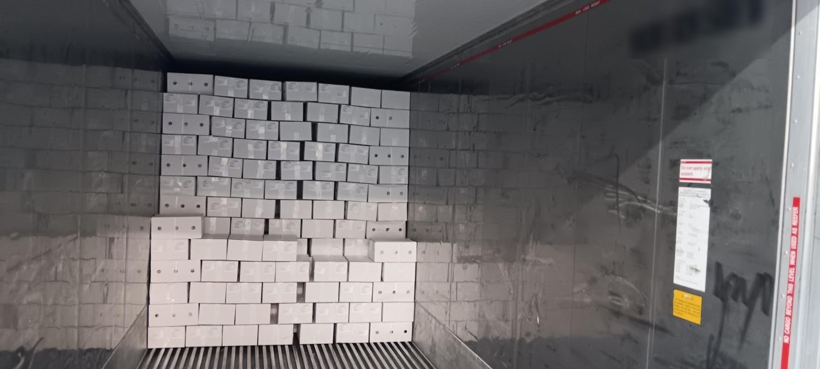 Frozen cartons loaded in a reefer container, EU