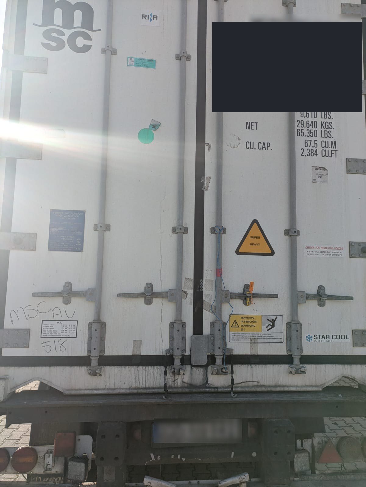 Container sealed after loading, Poland, November 2025