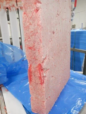 Frozen poultry MDM block, side view