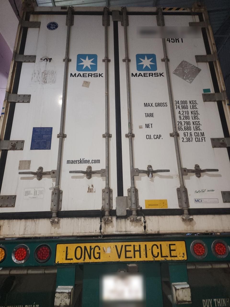 Container sealed after loading, Vietnam, March 2023